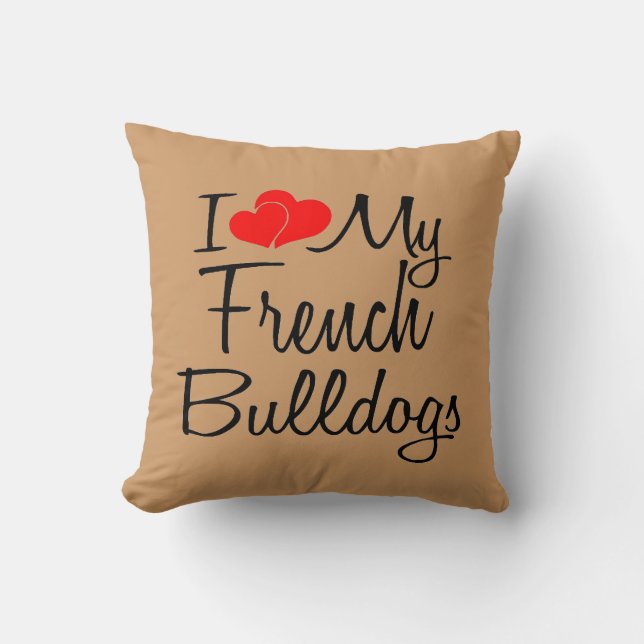 I Kärlek My Fransk Bulldog Kudde (Framsida)