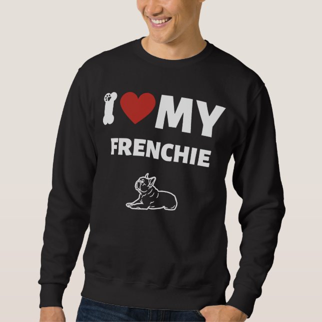 I Kärlek My Frenchie Adsible Hund Graphic 1 Lång Ärmad Tröja (Framsida)