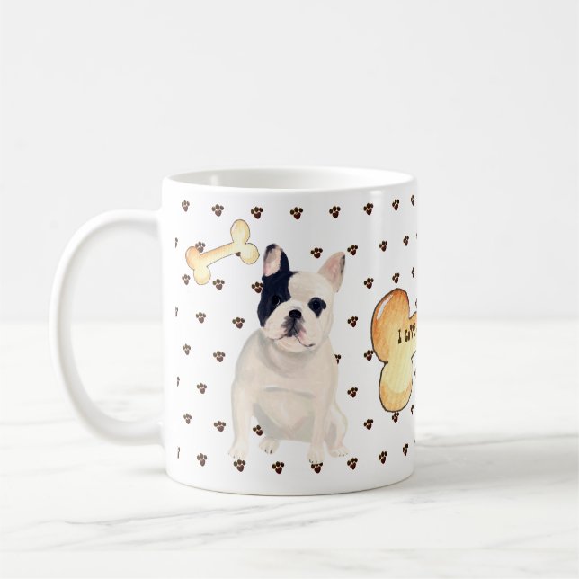 I Kärlek My Frenchie Fransk Bulldog Tecknad Kaffemugg (Vänster)