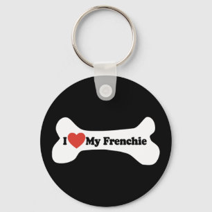 I Kärlek My Frenchie - Hund Bone Nyckelring