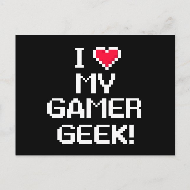 I Kärlek My Gamer Geek Vykort (Framsida)