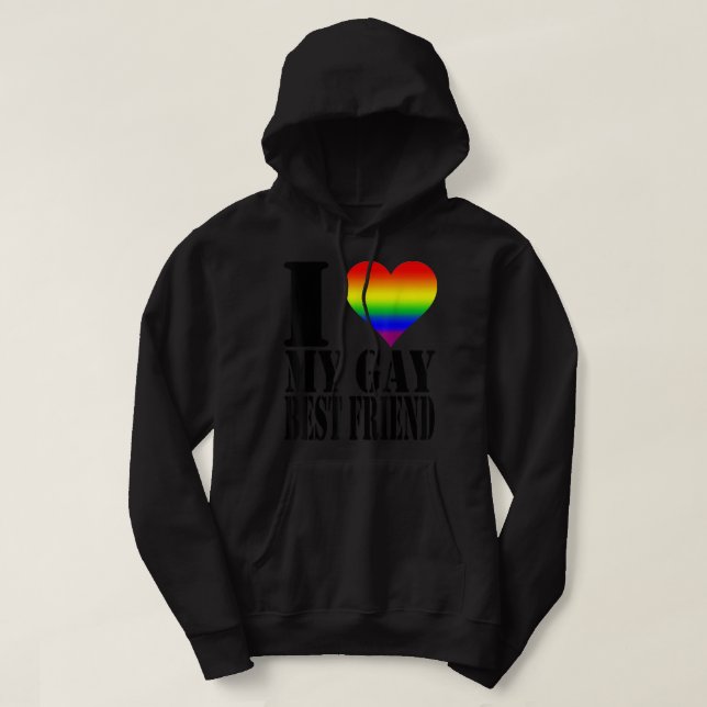 I Kärlek My Gay Best Friend Rainbow Flagga GBLTQ P Hoodie (Design framsida)