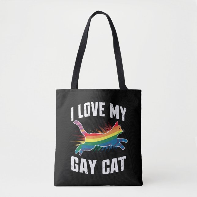I Kärlek My Gay Cat Funny Rainbow Pride Lgbt Tygkasse (Framsida)