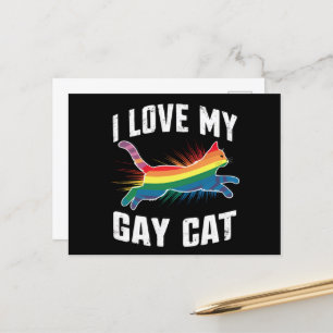 I Kärlek My Gay Cat Funny Rainbow Pride Lgbt Vykort