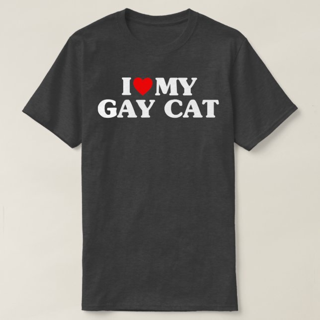 I Kärlek My Gay Cat Funny T Shirt (Design framsida)
