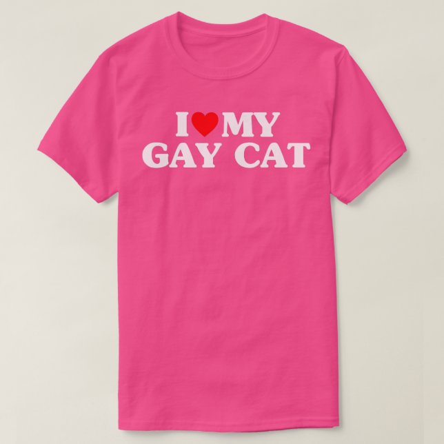 I Kärlek My Gay Cat Funny T Shirt (Design framsida)