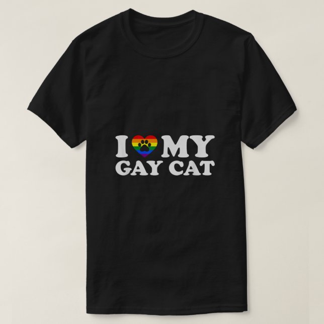 I Kärlek My Gay Cat T Shirt (Design framsida)