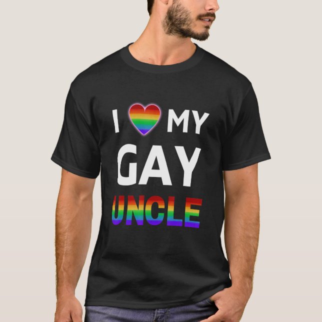 I Kärlek My Gay farbror Pride T Shirt (Framsida)