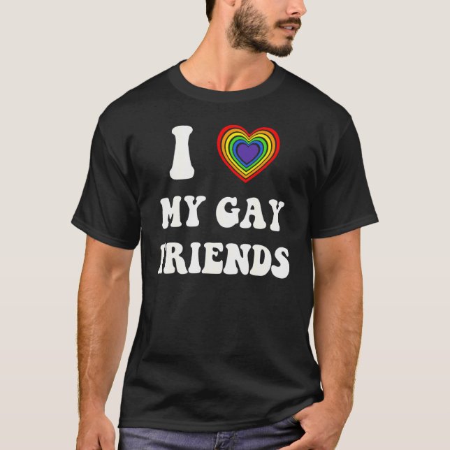 I Kärlek My Gay Friend Lgbtq Rainow Graphic Pride  T Shirt (Framsida)