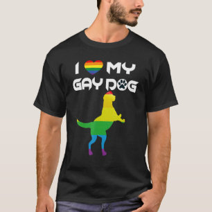 I Kärlek My Gay Hund Rainbow Pride LGBT Hundar T Shirt