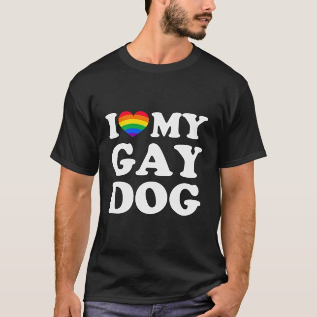 I Kärlek My Gay Hund T Shirt (Framsida)