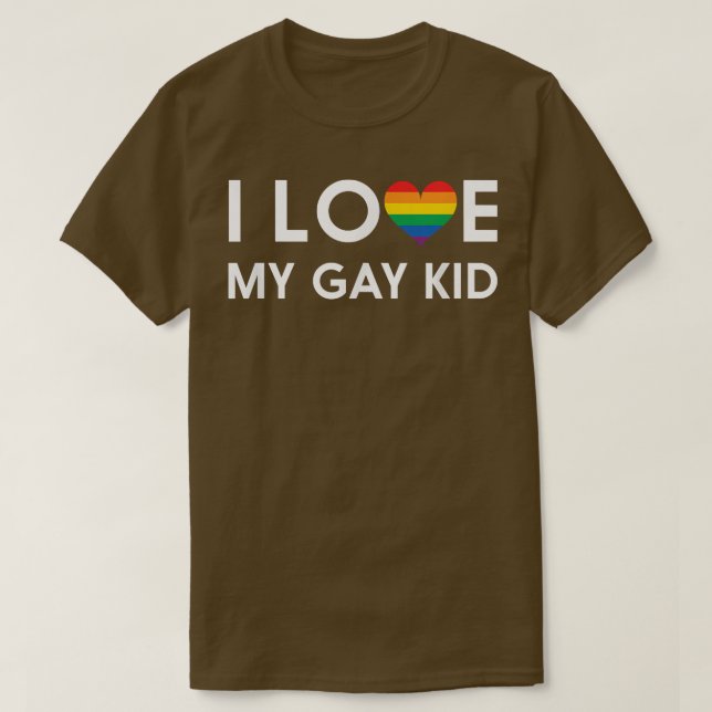 I Kärlek My Gay Kid - Rainbow Heart T Shirt (Design framsida)