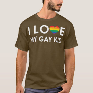 I Kärlek My Gay Kid - Rainbow Heart T Shirt