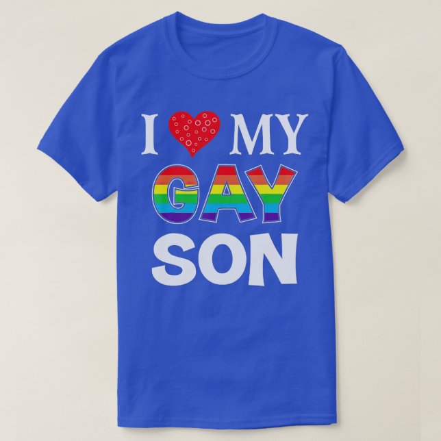 I Kärlek My Gay Son LGB Lesbisk Rainbow LGBQ Pride T Shirt (Design framsida)