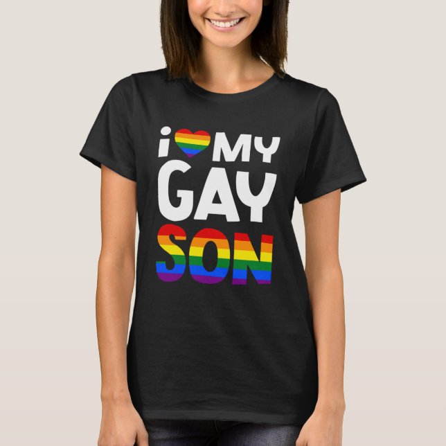 I Kärlek My Gay Son Mamma Pappa-familjen HGBTQ Gay T Shirt (Framsida)