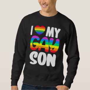 I Kärlek My Gay Son Pride LGBT Rainbow Family Supp Lång Ärmad Tröja