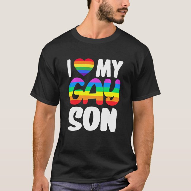 I Kärlek My Gay Son Pride LGBT Rainbow Family Supp T Shirt (Framsida)