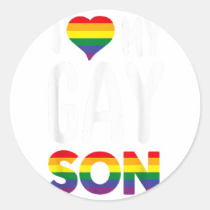 I KÄRLEK MY GAY SON Proud Ally Rainbow Heart - Gay Runt Klistermärke