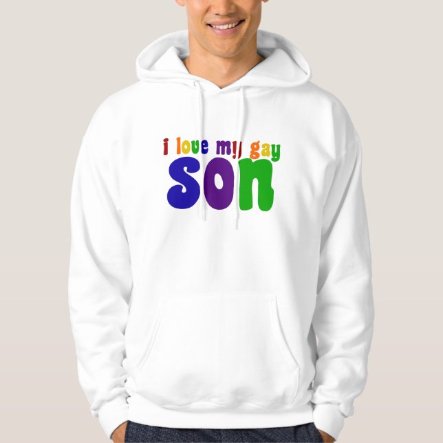 I Kärlek My Gay Son Proud LGBTQ Pappa eller Mamma Hoodie (Framsida)