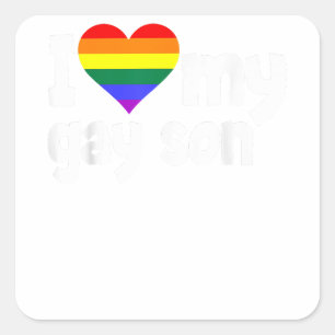 I Kärlek My Gay Son Shirt Women Vintage Gay pride Fyrkantigt Klistermärke