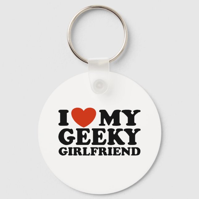I Kärlek My Geeky Girlkompis Nyckelring (Framsida)