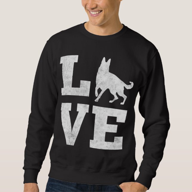I Kärlek My German Shepherd Funny Pet Hund älskare Lång Ärmad Tröja (Framsida)