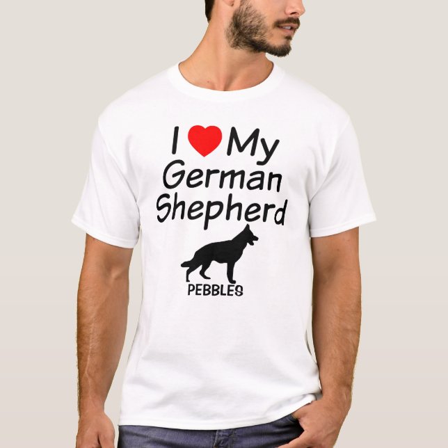 I Kärlek My German Shepherd Hund T Shirt (Framsida)