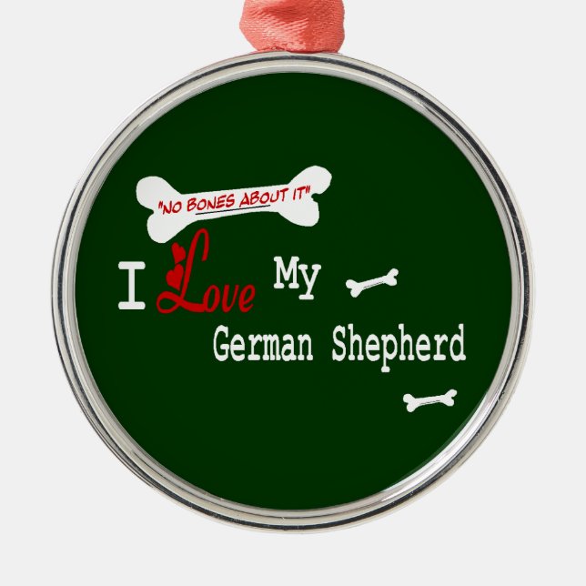 I Kärlek My German Shepherd Julgransprydnad Metall (Framsidan)