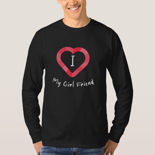 I Kärlek My Girl Friend|Red Heart T Shirt (Framsida)