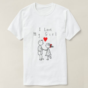 I Kärlek My Girl Text T-Shirt Kärlek - Anpassade
