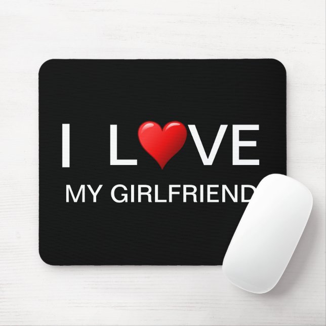 I KÄRLEK MY GIRLFRIEND MOUSE PAD MUSMATTA (Med mus)