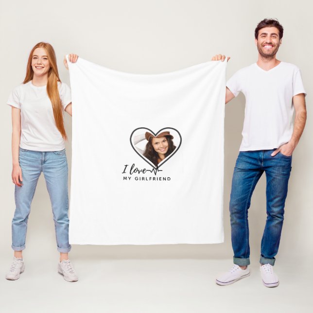 I KÄRLEK MY GIRLFRIEND Photo Gift Personlig Fleecefilt (På plats)