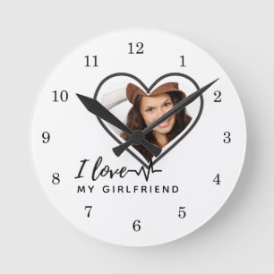 I KÄRLEK MY GIRLFRIEND Photo Gift Personlig Rund Klocka