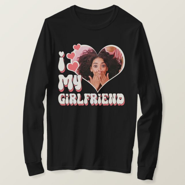 I Kärlek My Girlkompis Anpassningsbar Black Långär T Shirt (Design framsida)