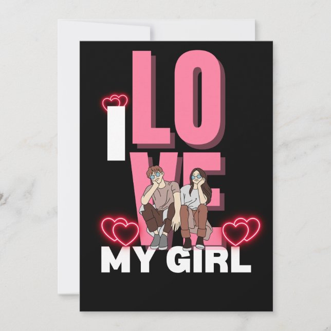 I Kärlek My Girlkompis Anpassningsbar Inbjudningar (Framsida)