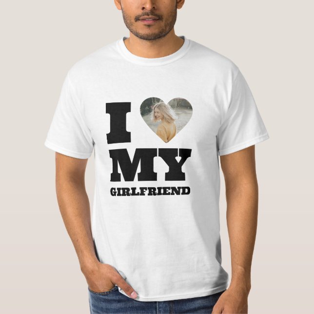 I Kärlek My Girlkompis Anpassningsbar Photo Heart T Shirt (Framsida)