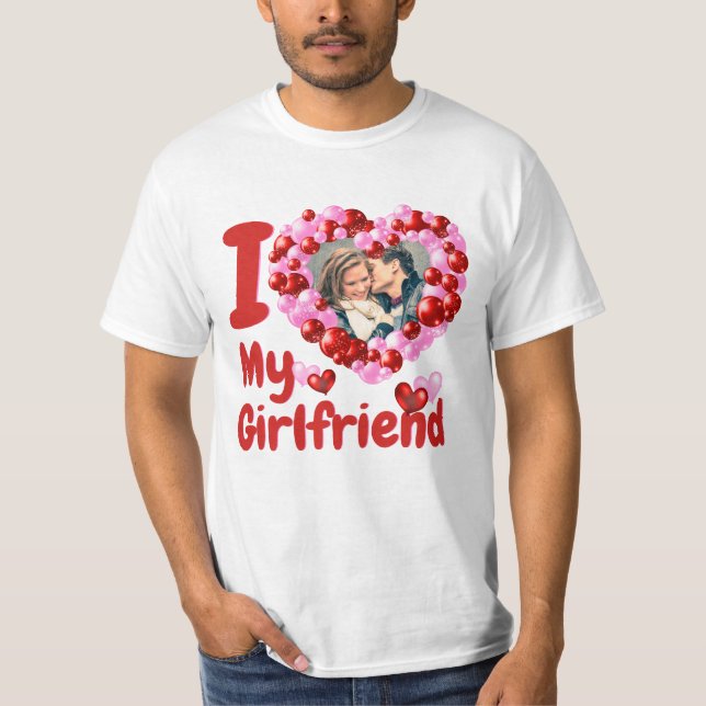 I Kärlek My Girlkompis Anpassningsbar Photo T Shirt (Framsida)