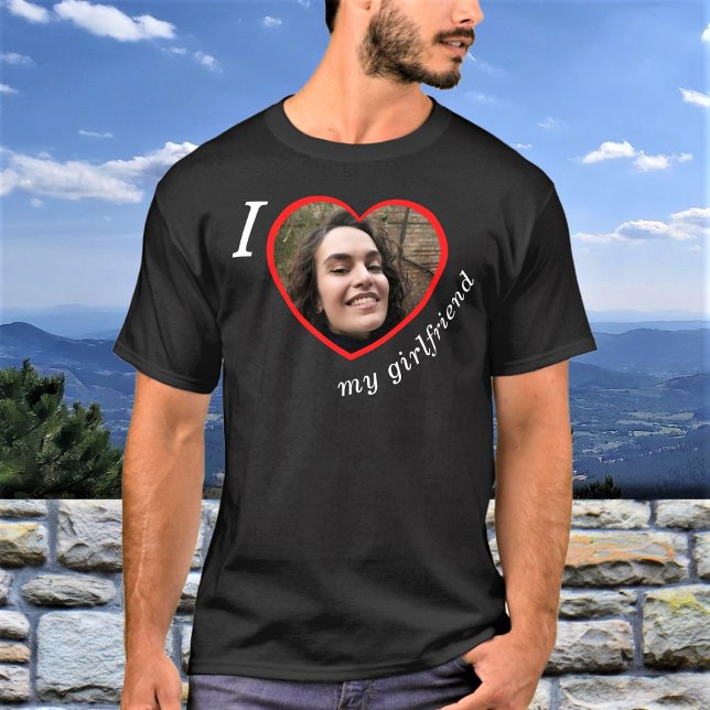 I Kärlek My Girlkompis Anpassningsbar Photo Text T Shirt (Skapare uppladdad)