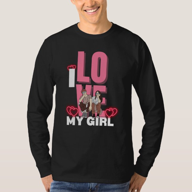 I Kärlek My Girlkompis Anpassningsbar T Shirt (Framsida)