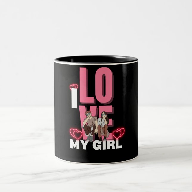 I Kärlek My Girlkompis Anpassningsbar Två-Tonad Mugg (Center)
