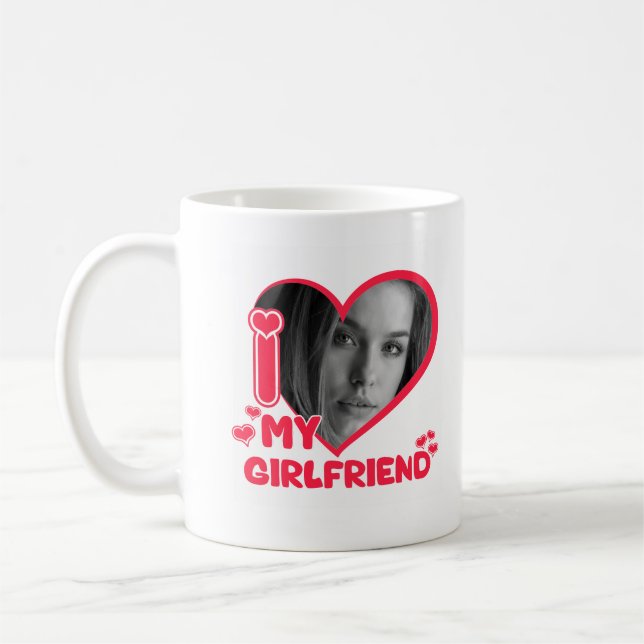 I Kärlek My Girlkompis Heart Anpassningsbar Photo  Kaffemugg (Vänster)