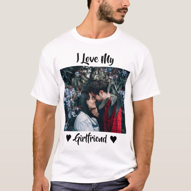 I Kärlek My Girlkompis Heart Personlig Photo T-S T Shirt (Framsida)