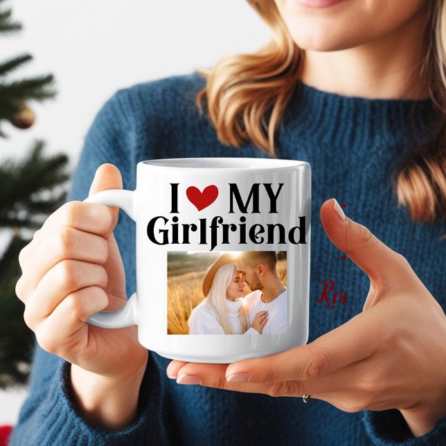 I Kärlek My Girlkompis Monogram Initial Namn Photo Två-Tonad Mugg (Skapare uppladdad)