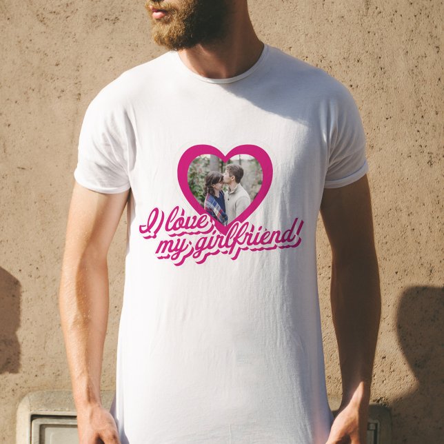 I Kärlek My Girlkompis Personlig Anpassningsbar Ph T Shirt (I Love My Girlfriend Custom Photo T-Shirt Personalized Gift For Boyfriend)