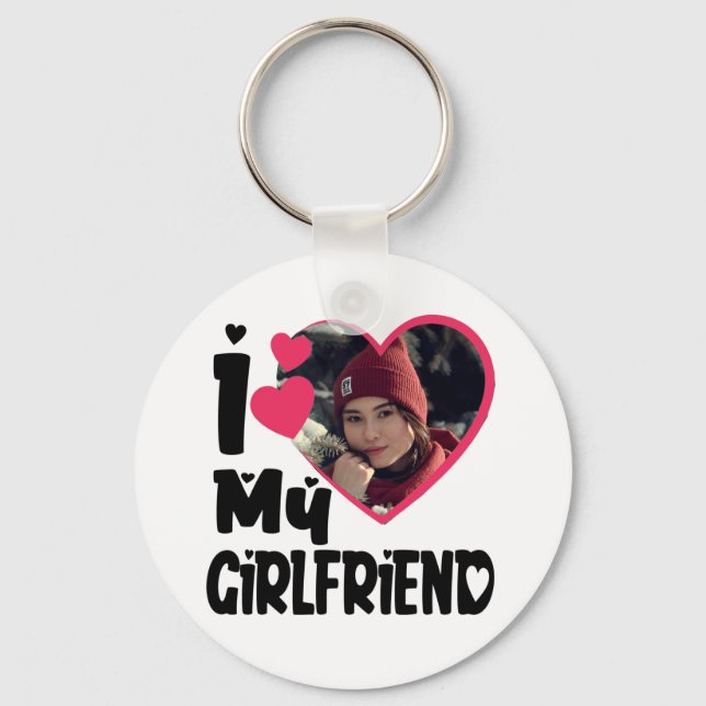 I Kärlek My Girlkompis Personlig Photo Nyckelring (Framsida)