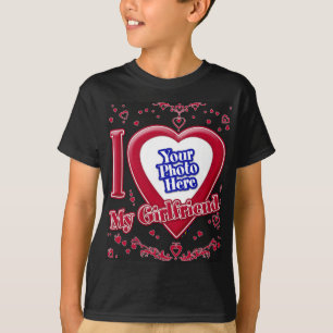 I Kärlek My Girlkompis Photo Red Hearts Black T Shirt