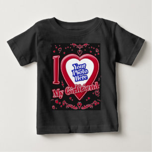 I Kärlek My Girlkompis Photo Red Hearts Black T Shirt