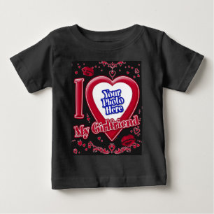 I Kärlek My Girlkompis Photo Red Hearts Black T Shirt
