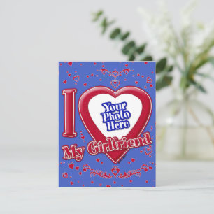 I Kärlek My Girlkompis Photo Red Hearts Deep Royal Julkort