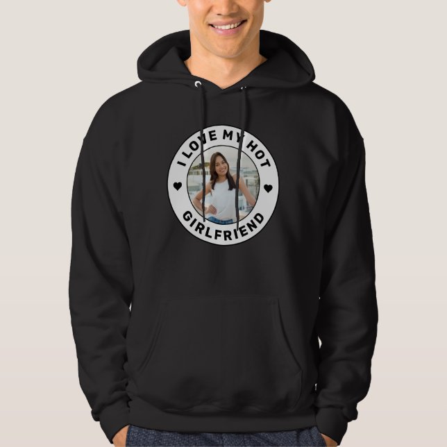 I Kärlek My Girlkompis Simple Personlig Pic Black Hoodie (Framsida)